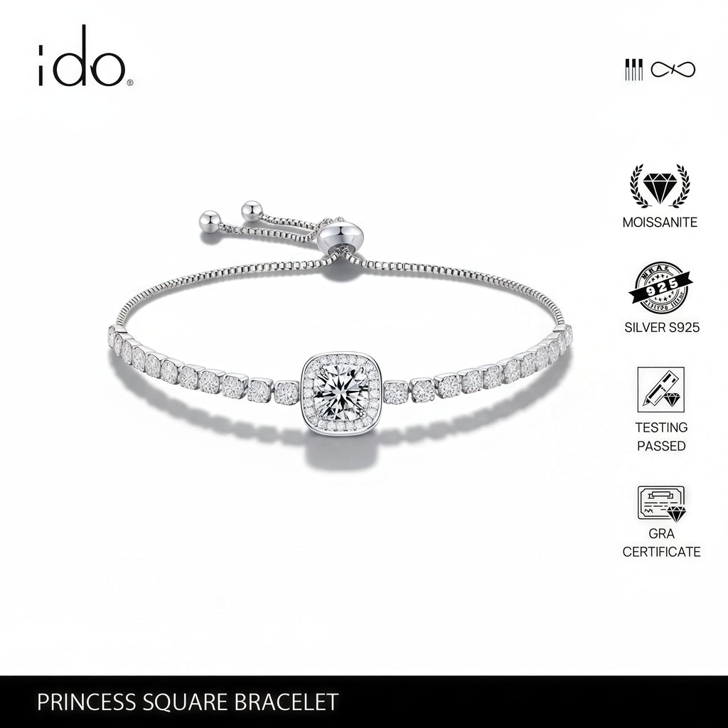 Princess Purse Bracelet - B01 Silver 925 Moissanite