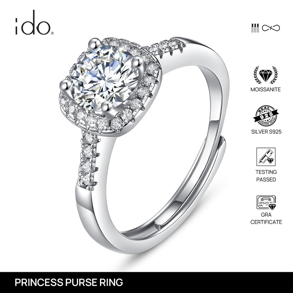 Princess Purse Ring - R01 Silver 925 Moissanite