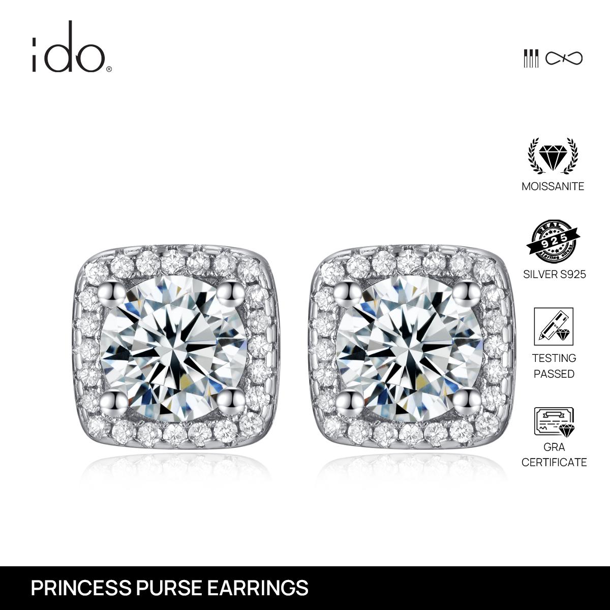 Princess Purse Earing - E01 Silver 925 Moissanite