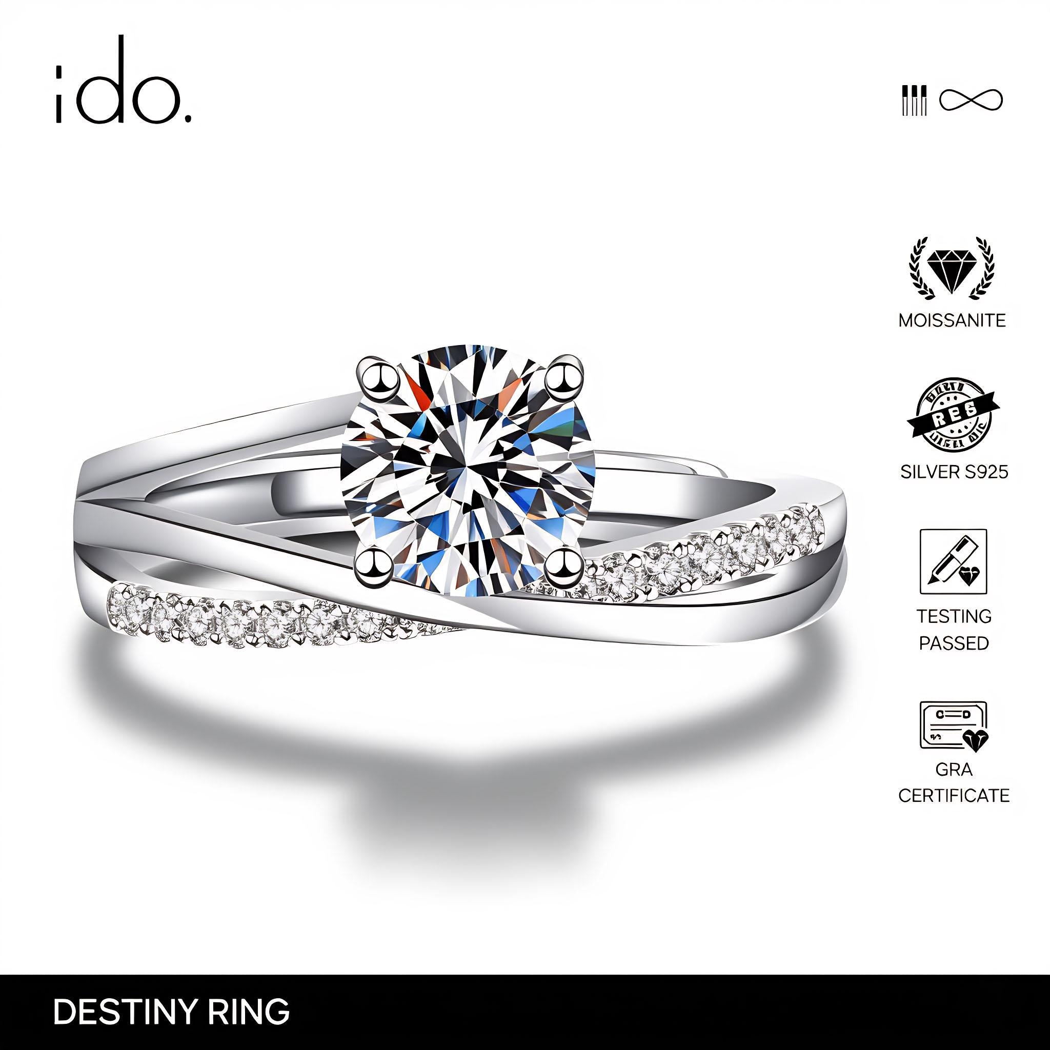 Destiny Ring - R77 Silver 925 Moissanite