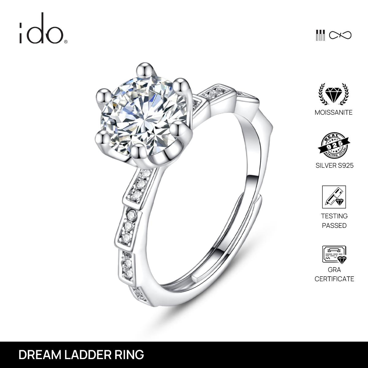 Dream Ladder Ring - R27 Silver 925 Moissanite