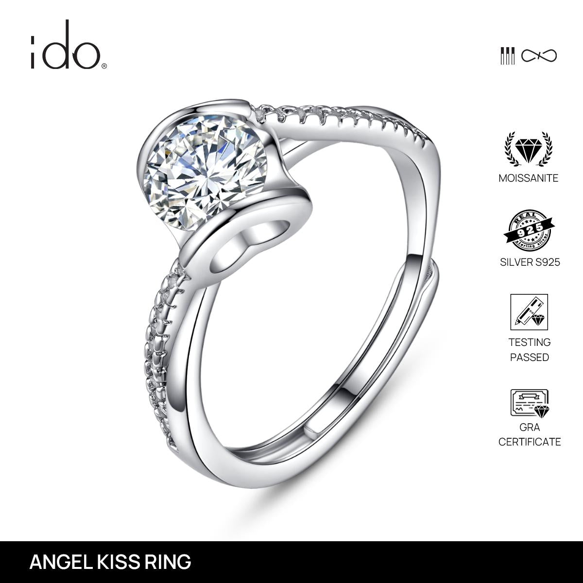 Angel Kiss Ring - R23 Silver 925 Moissanite