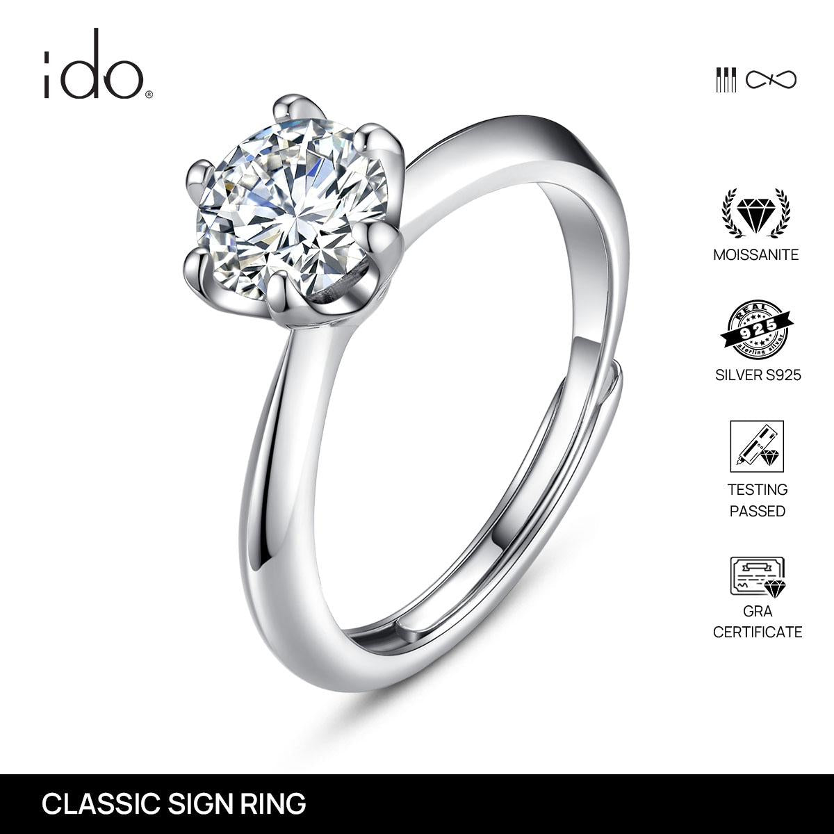 Classic Sign Ring - R16 Silver 925 Moissanite
