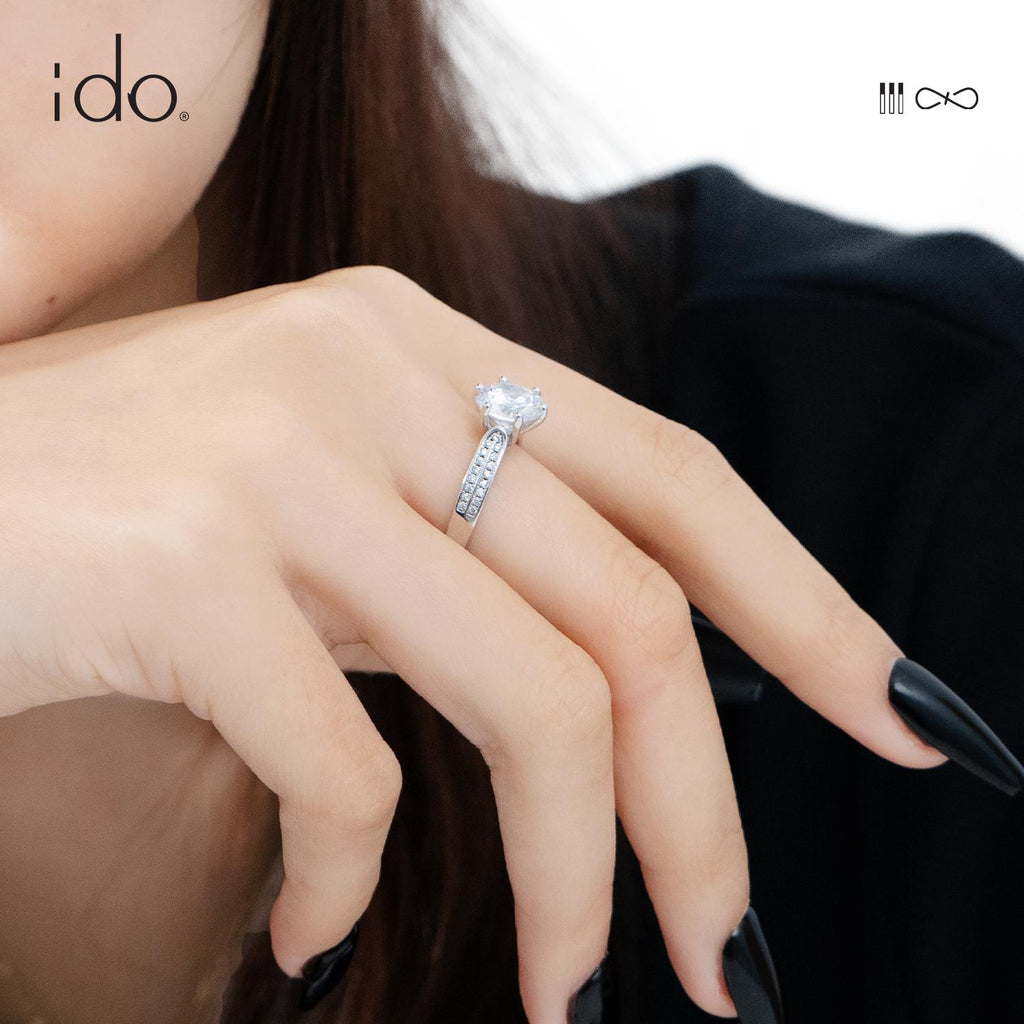 Double Row Ring - R06 Silver 925 Moissanite