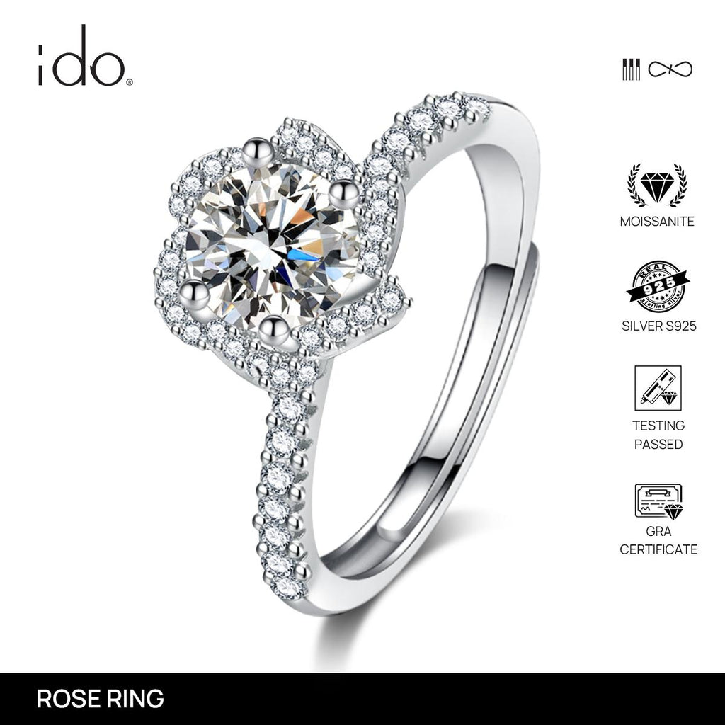 Rose Ring - R39 Silver 925 Moissanite