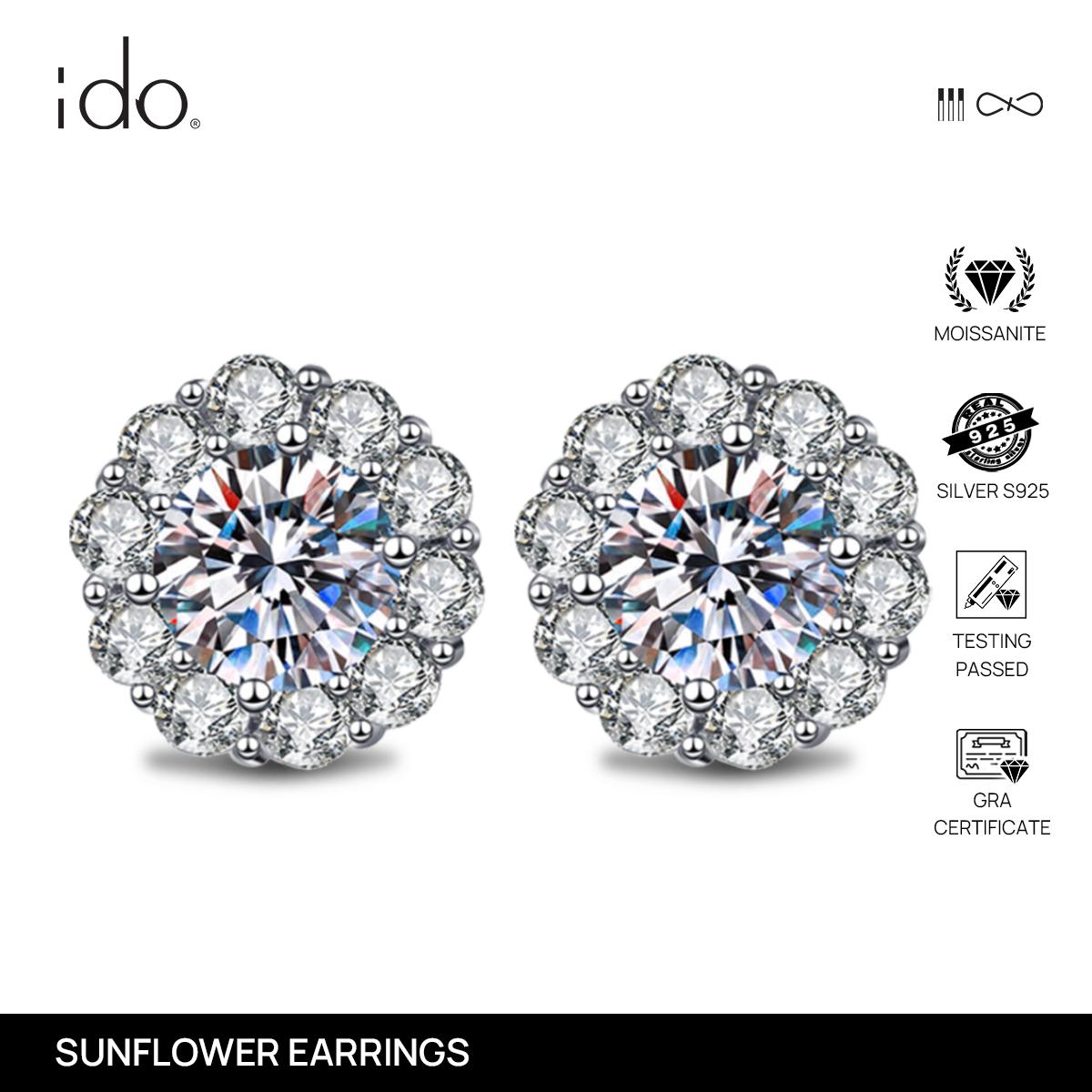 Sunflower Earing - E07 Silver 925 Moissanite