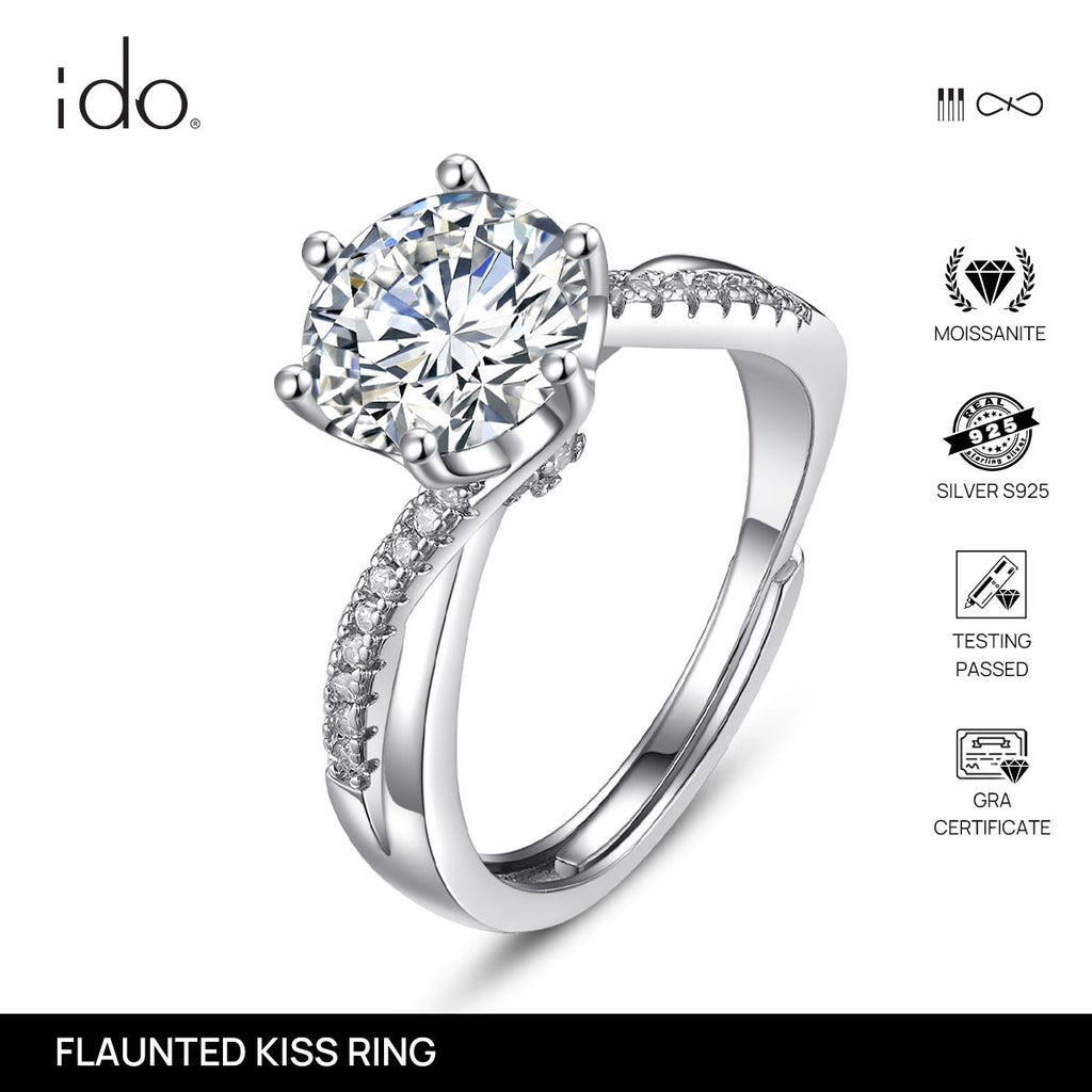 Flaunted Kiss Ring - R21 Silver 925 Moissanite