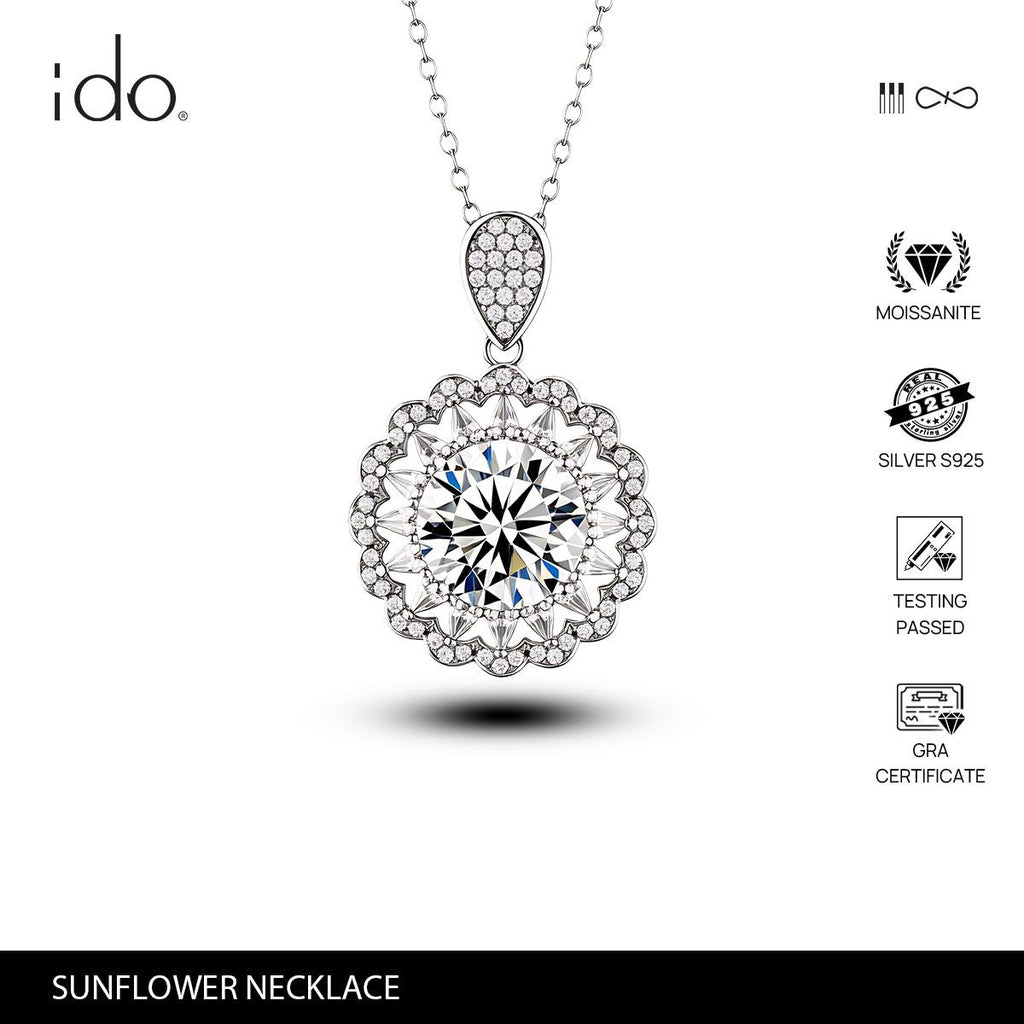 Sunflower Necklace - N07 Silver 925 Moissanite