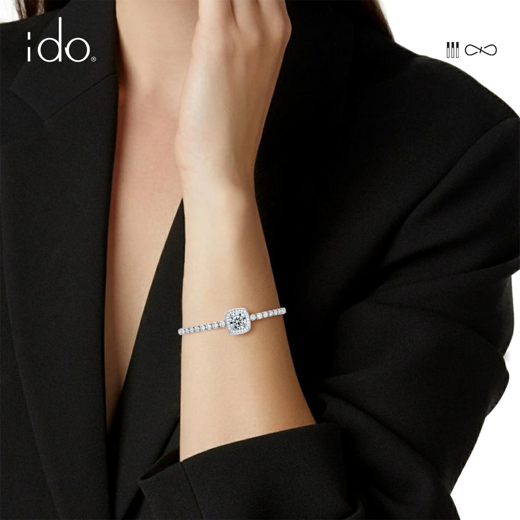 Princess Purse Bracelet - B01 Silver 925 Moissanite