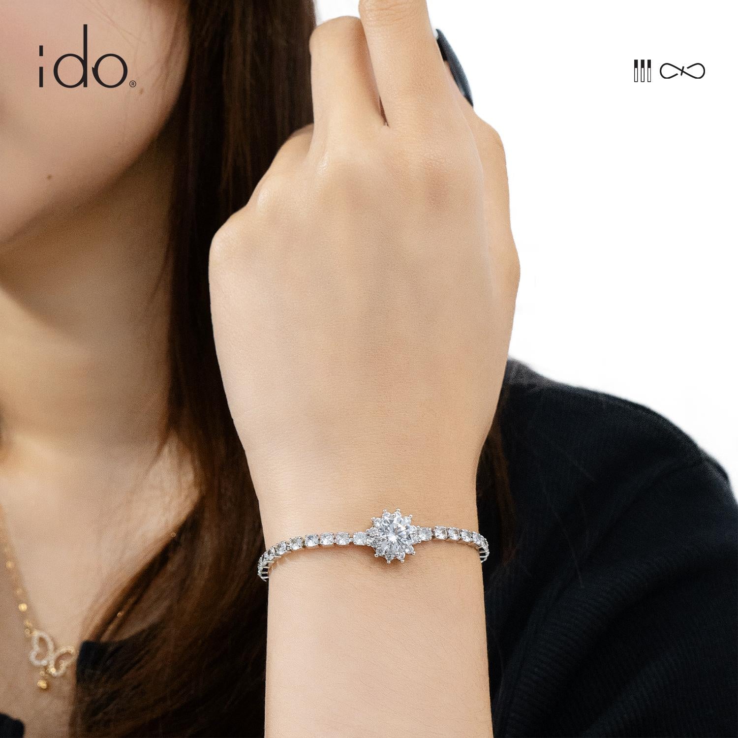 Sunflower Bracelet - B07 Silver 925 Moissanite