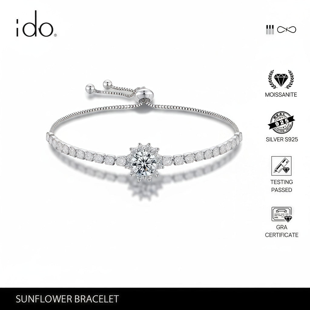 Sunflower Bracelet - B07 Silver 925 Moissanite
