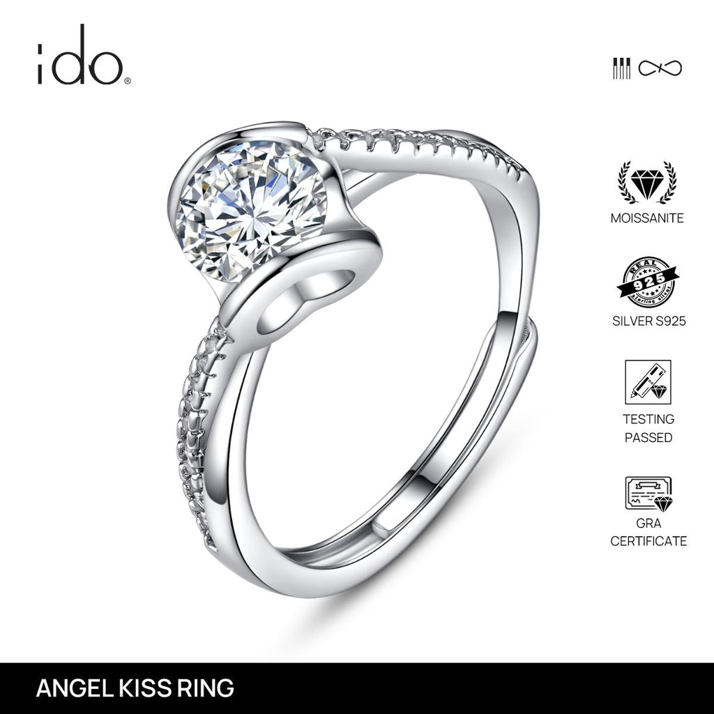 Angel Kiss Ring - R23 Silver 925 Moissanite