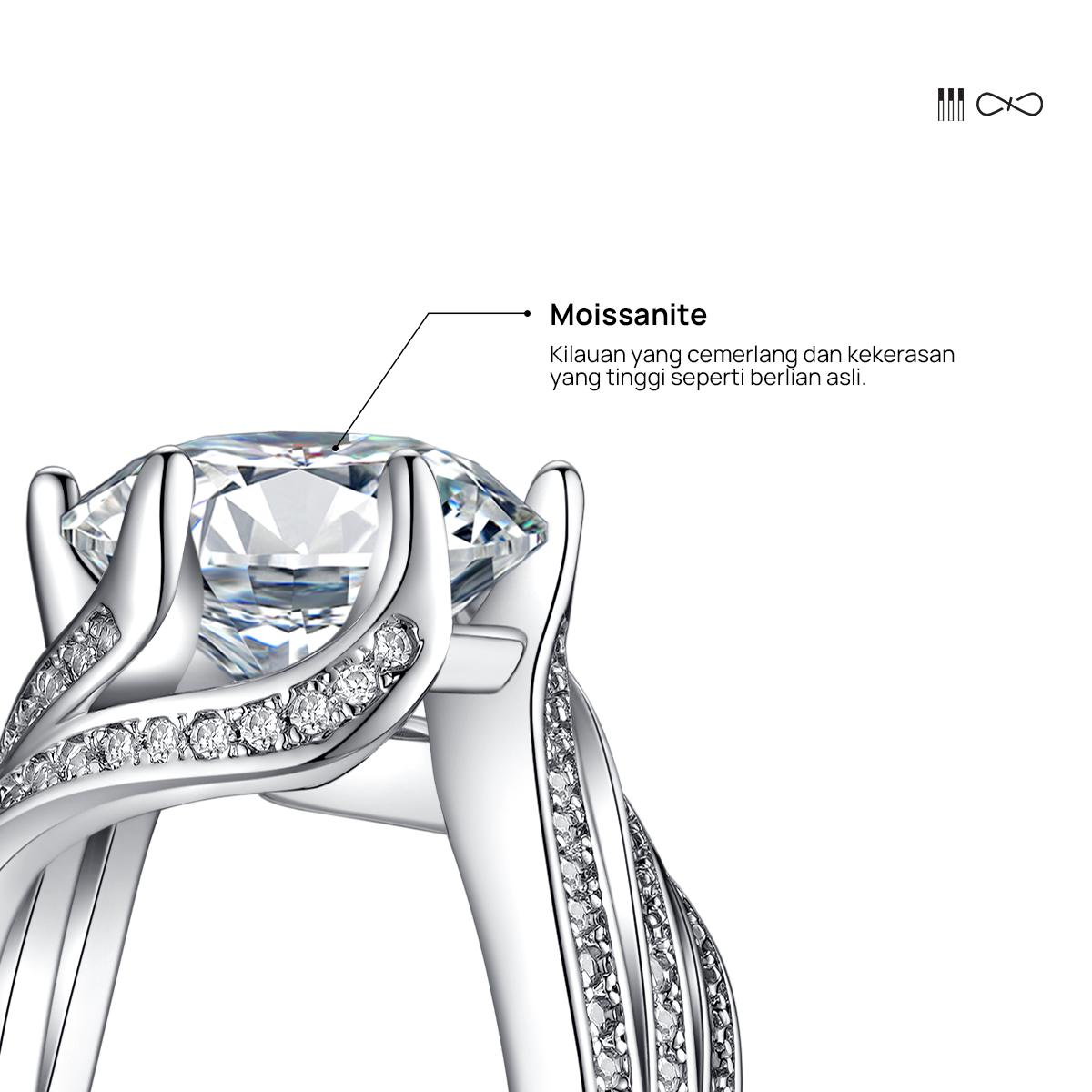 Double Row Ring - R06 Silver 925 Moissanite
