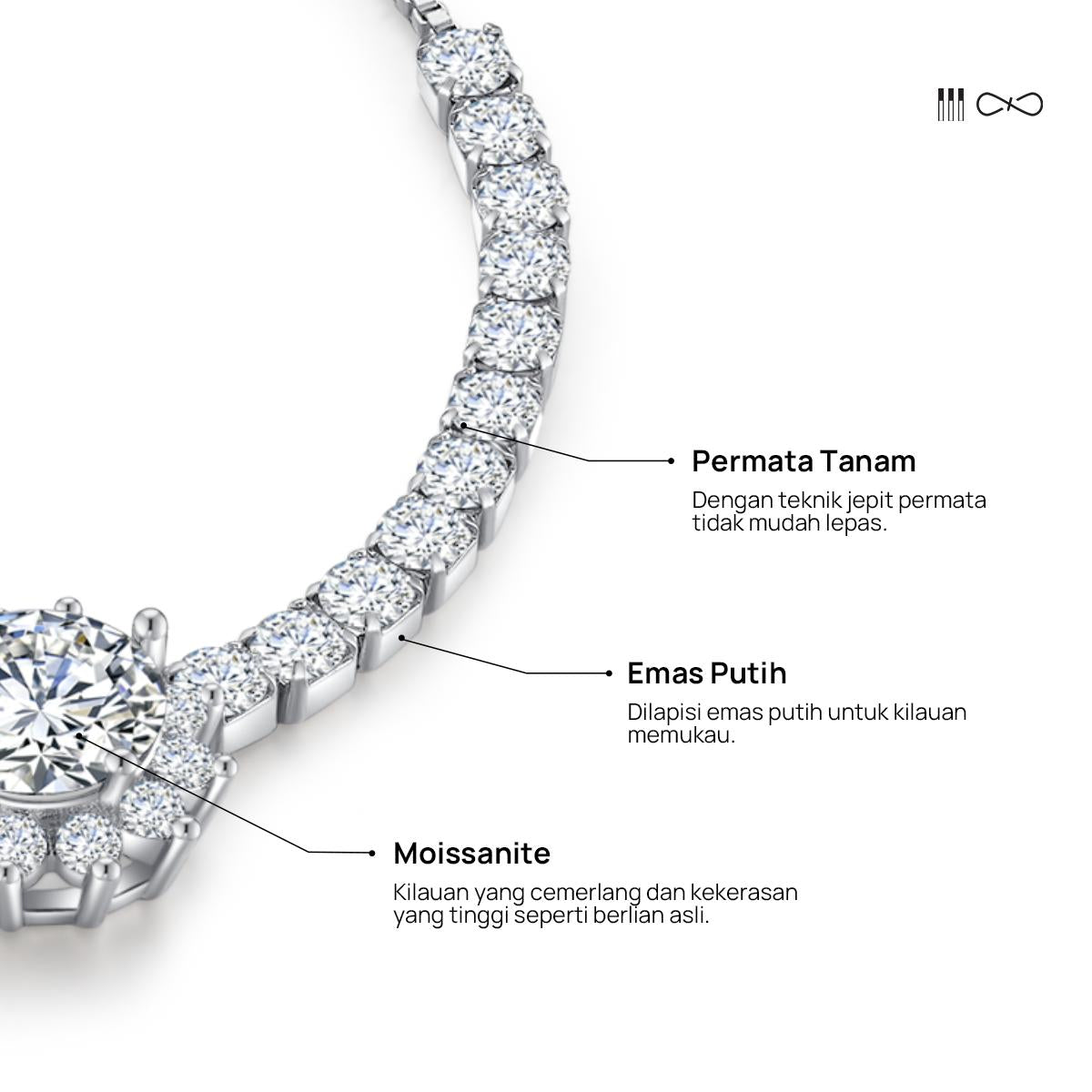 Princess Purse Bracelet - B01 Silver 925 Moissanite