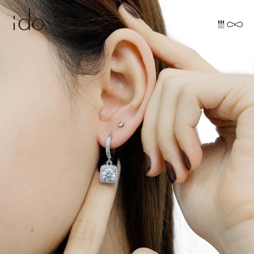 Princess Purse Earing - E01 Silver 925 Moissanite