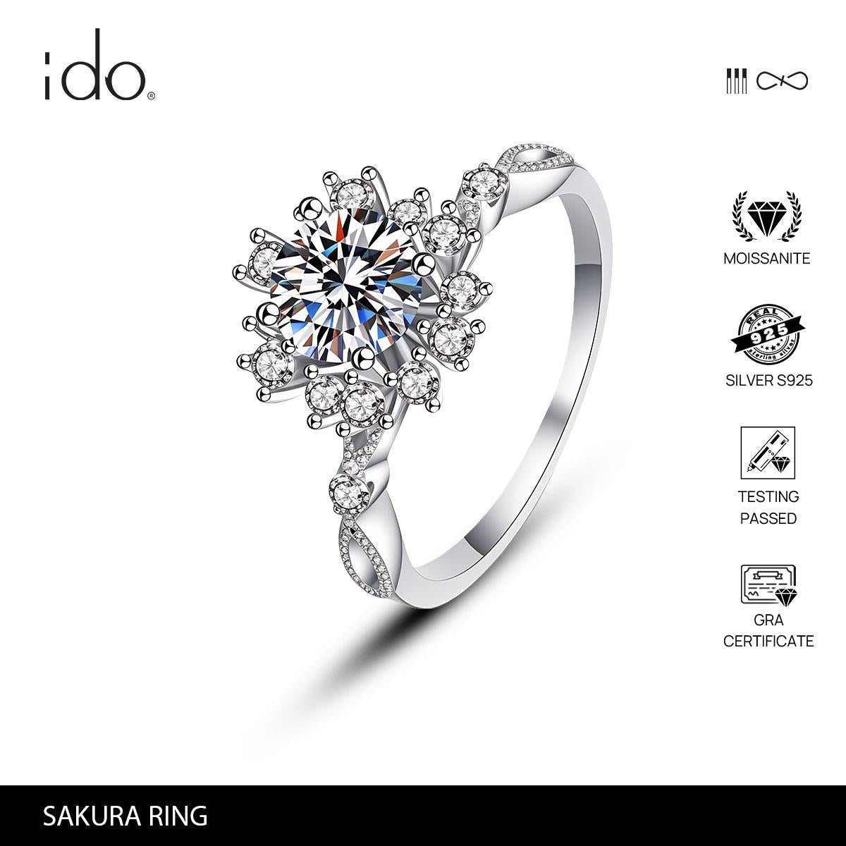 Sakura Ring - R38 Silver 925 Moissanite