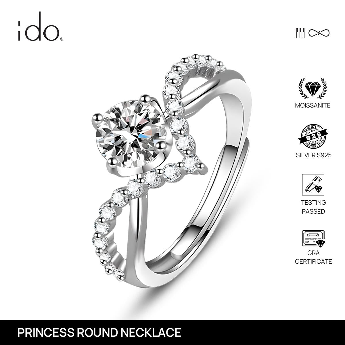 Love Crown Ring - R01 Silver 925 Moissanite